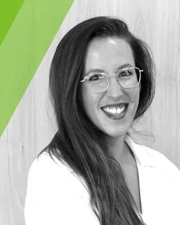 Retrato en blanco y negro de Yolanda Valera, técnica superior en dietética